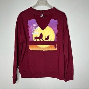 Disney The Lion King Pullover Sweat Shirt with V Neckline and Long Sleeves SZ XL